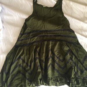 Free People Green Black dot tunic dress size XS